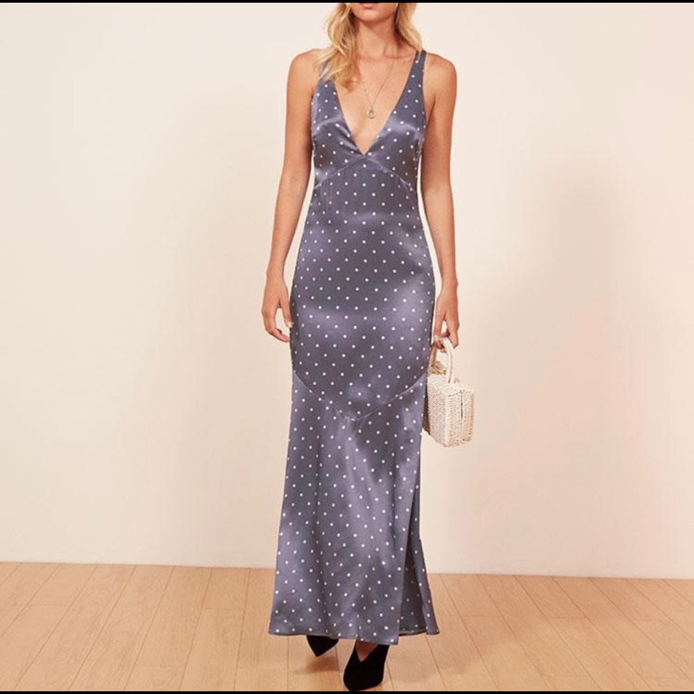 Sold- Reformation Malibu silk polka dot dress